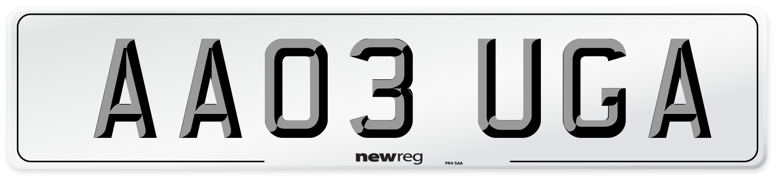 AA03 UGA Number Plate from New Reg